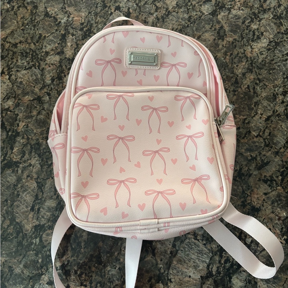 Madden girl light pink bow backpack and matching wallet